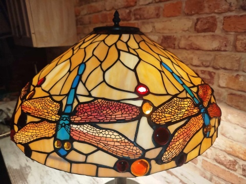 lampa witrażowa Tiffany, ważki, wys. 63 cm lampa witrażowa Tiffany, ważki, wys. 63 cm