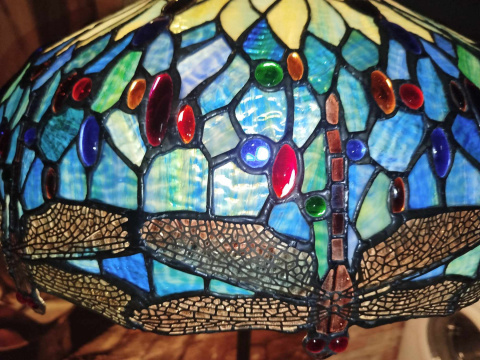 stojąca lampa witrażowa Tiffany, śred. 61 cm, wys. 160,ważki stojąca lampa witrażowa Tiffany, śred. 61 cm, wys. 160,ważki