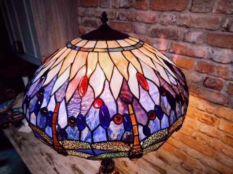 lampa witrażowa Tiffany wys. 86 cm- ważki
