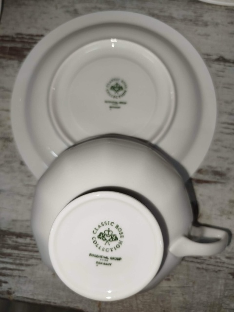 filiżanka do herbaty+ podstawek Rosenthal Biała Maria